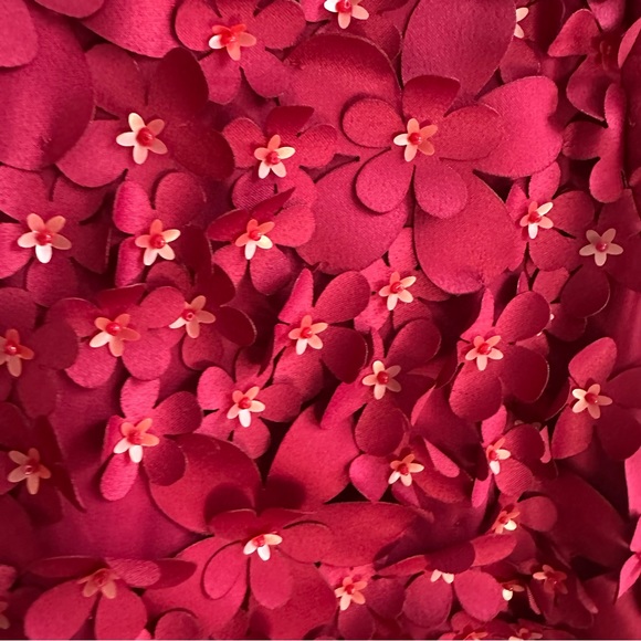 Anthropologie Varun Bahl Floral 3d Applique Blouse Top Berry Red/Pink size 10 - Picture 5 of 9